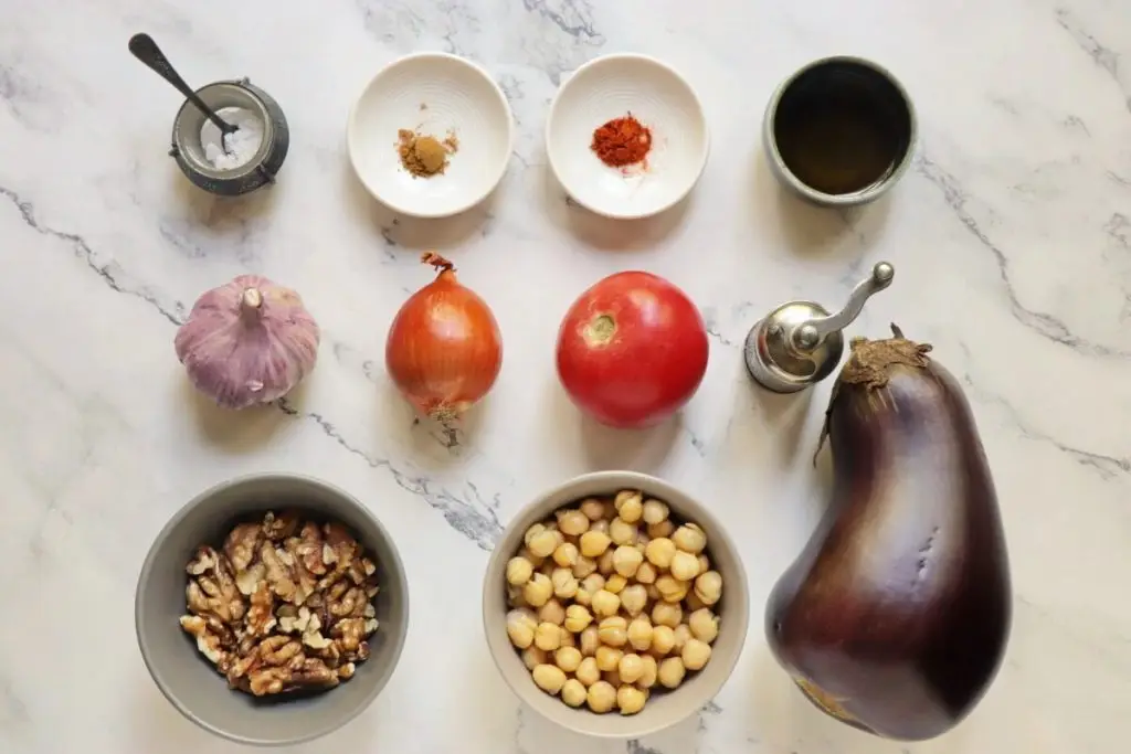Ingredients for Roasted Eggplant and Chickpea Dip