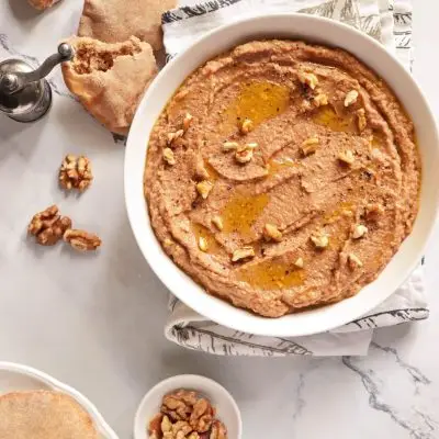 Roasted Eggplant and Chickpea Dip Recipe-Eggplant and Chickpea Dip-Eggplant Hummus-Easy Vegan Baba Ganoush Hummus
