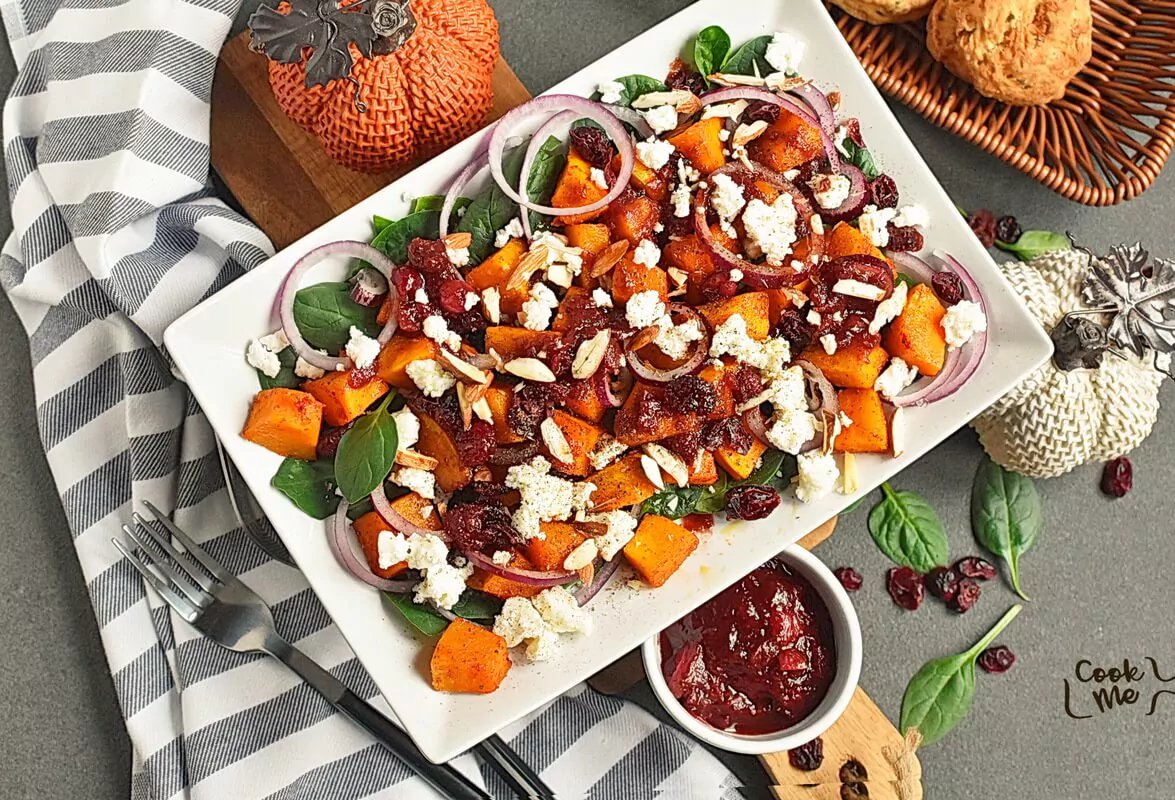 Spinach Salad with Butternut Squash Recipe-How to Make Spinach Salad with Butternut Squash-Fall Spinach Salad with Butternut Squash
