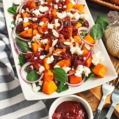 Spinach Salad with Butternut Squash Recipe-How to Make Spinach Salad with Butternut Squash-Fall Spinach Salad with Butternut Squash