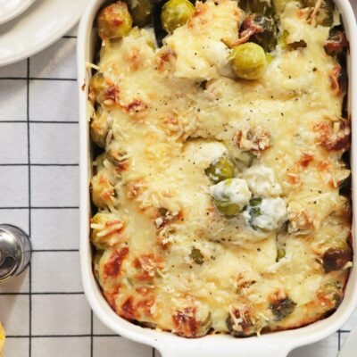 Brussels Sprouts Gratin Recipe-Brussels Sprouts au Gratin-How to Cook Brussels Sprouts-Easy Brussels Sprouts Side Dish-Thanksgiving Side Dish