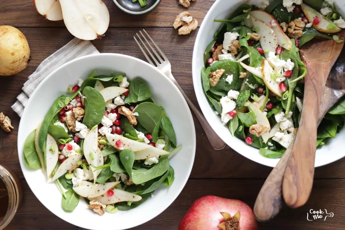Spinach, Pear, and Feta Salad Recipe-Spinach and Pear Salad-Last Minute Salad-Pear Spinach Salad-Pear and Feta Salad