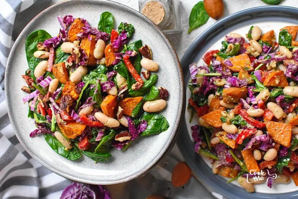Spinach Salad with Roasted Sweet Potatoes