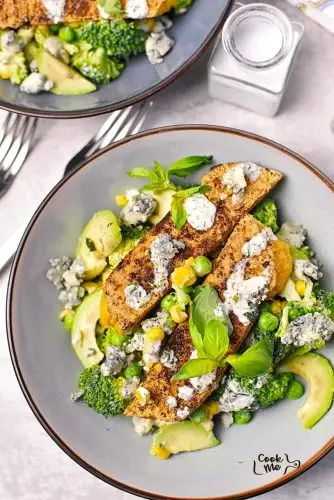 Tofu Broccoli and Blue Cheese Salad