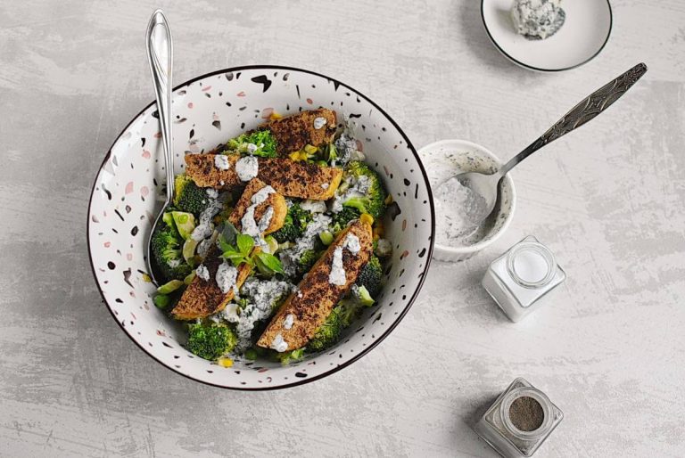 Step 8 - Tofu Broccoli and Blue Cheese Salad