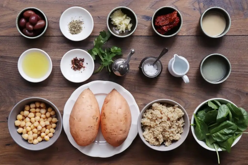 Ingredients for Vegan Stuffed Sweet Potatoes