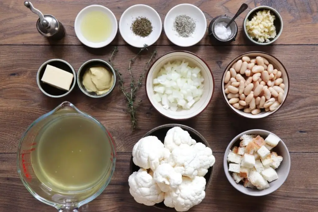 Ingredients for Cauliflower White Bean Soup