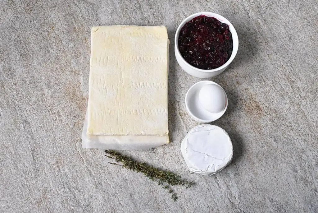 Ingredients for Christmas Cranberry Brie Puff Pastry Stars