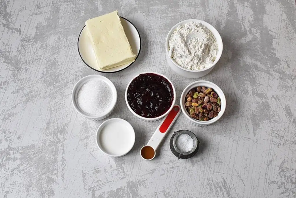Ingredients for Cranberry Pistachio Pinwheel Cookies