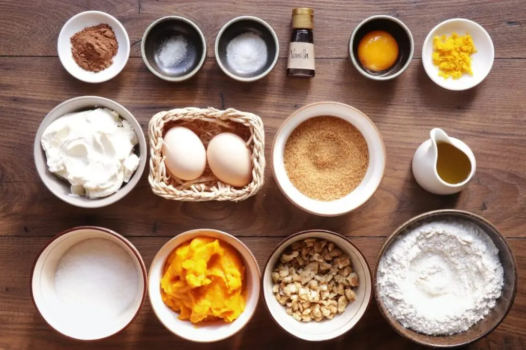 Ingredients for Pumpkin Bread with Cream Cheese