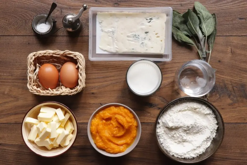 Ingredients for Pumpkin and Gorgonzola Quiche