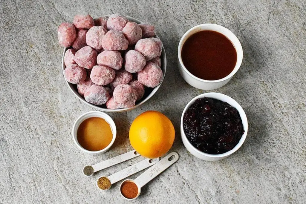 Ingredients for Slow Cooker Cranberry BBQ Meatballs