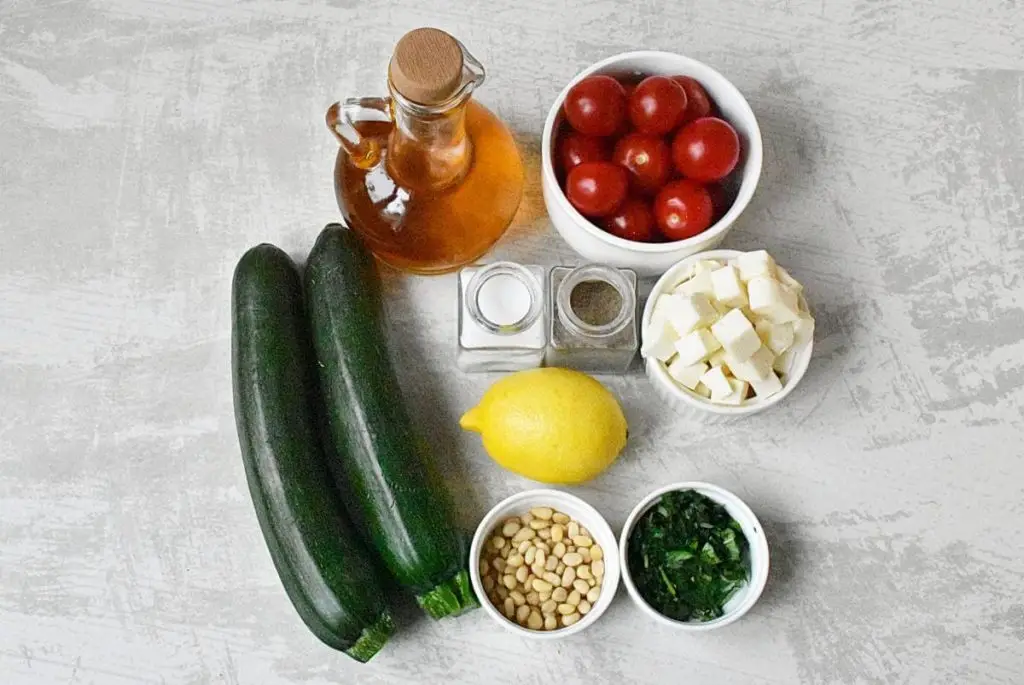 Ingredients for Zucchini Salad with Feta and Tomatoes