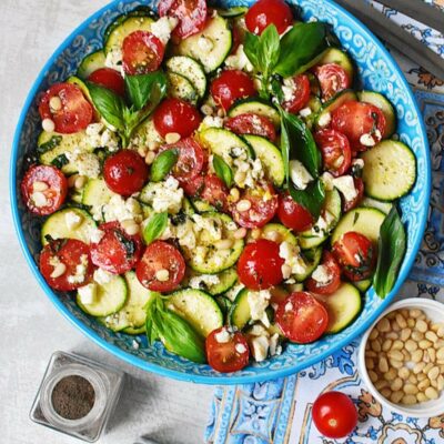 Zucchini Salad with Feta and Tomatoes Recipes– Homemade Zucchini Salad with Feta and Tomatoes – Easy Zucchini Salad with Feta and Tomatoes
