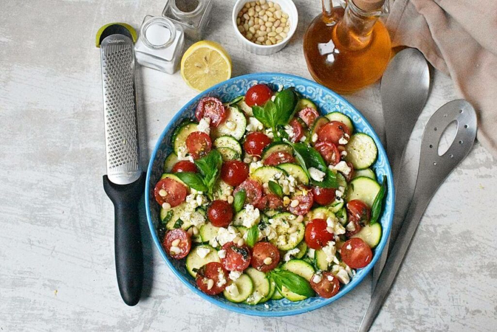 How to serve Zucchini Salad with Feta and Tomatoes