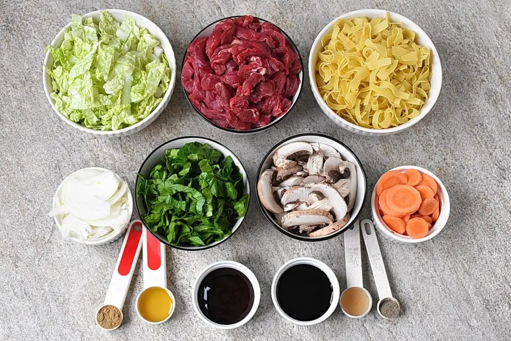 Ingredients for Beef Noodle Stir-Fry