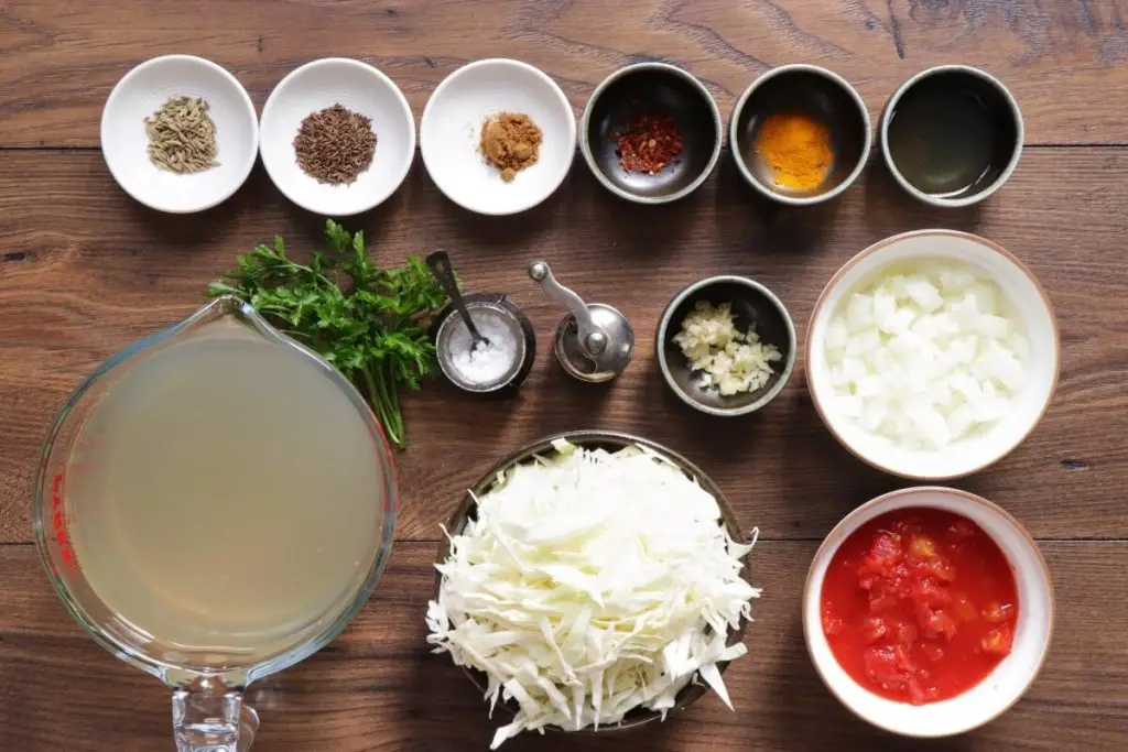 Ingredients for Cabbage Weight Loss Soup