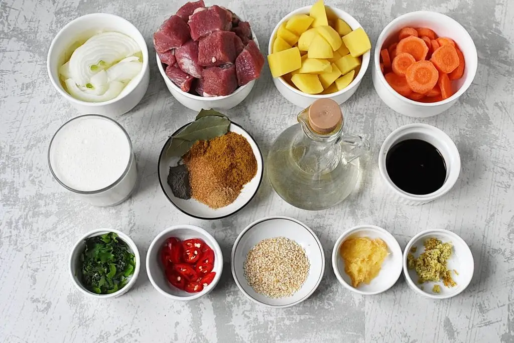 Ingredients for Coconut Curry Beef Stew