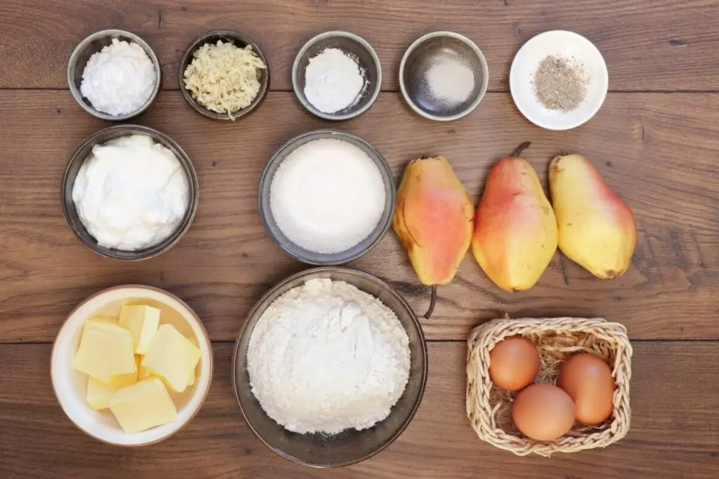Ingredients for Fresh Ginger and Pear Cake