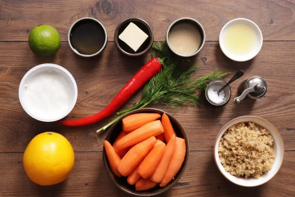 Ingredients for Roasted Carrots with Tahini Yogurt