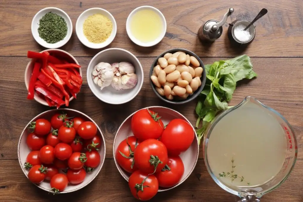 Ingredients for Roasted Tomato White Bean Soup