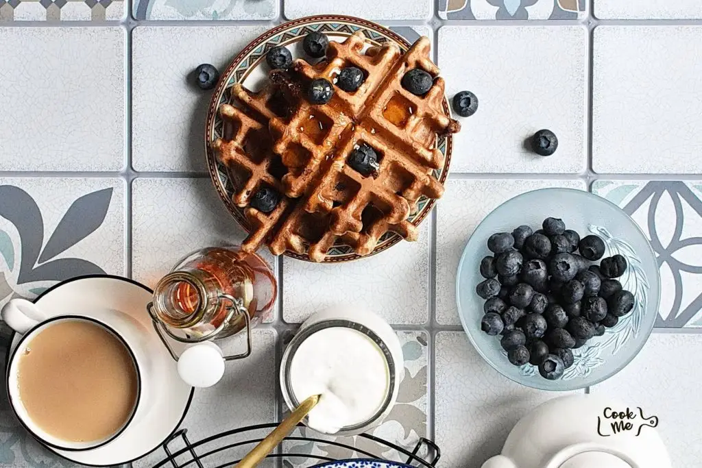 Banana Blueberry Oat Waffles