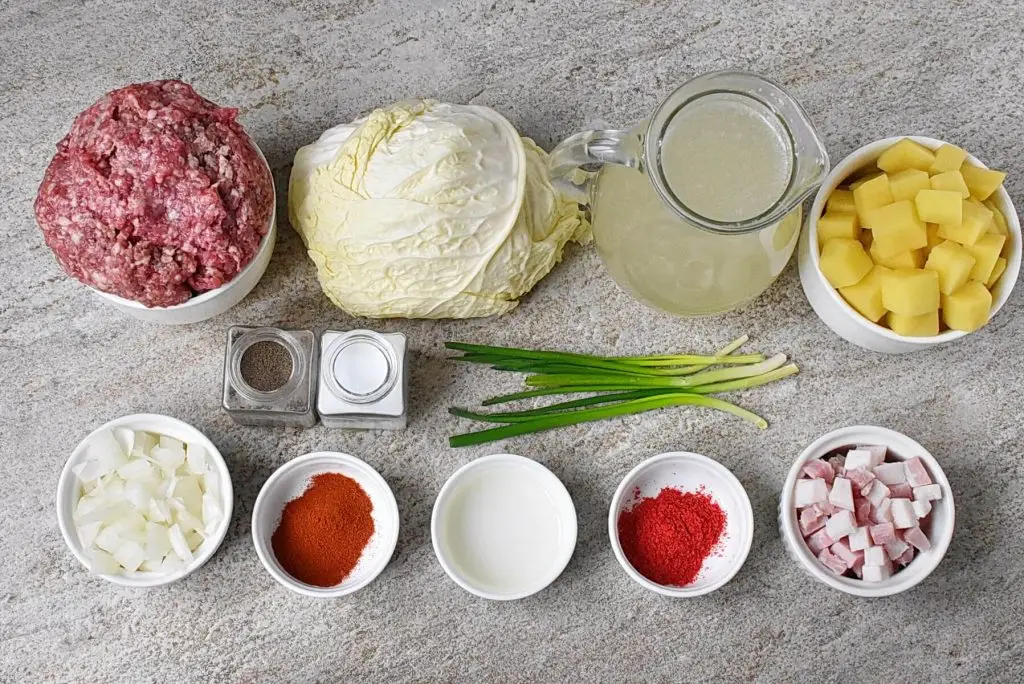 Ingredients for German Savoy Cabbage Soup