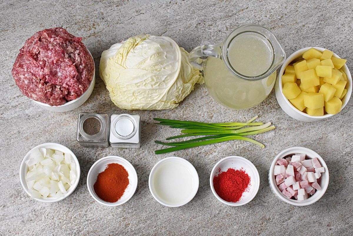 Ingredients for German Savoy Cabbage Soup