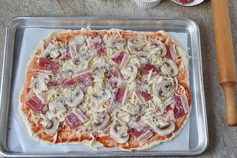 Step 5 - Three-Cheese Pizza with Pancetta and Mushrooms