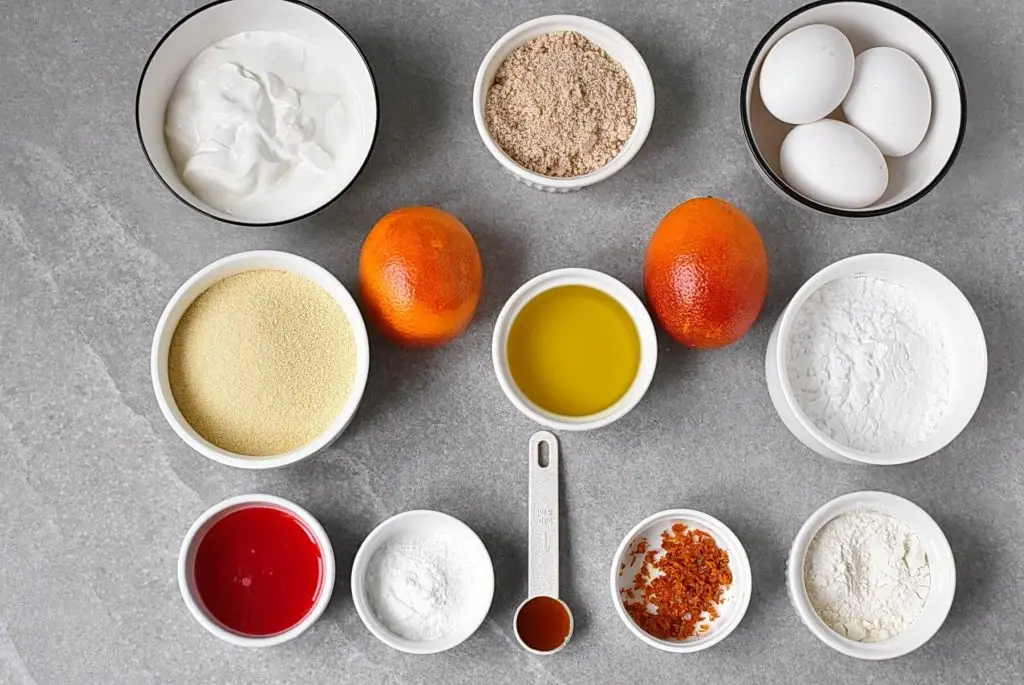 Ingredients for Blood Orange Almond Cakes
