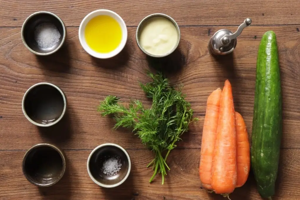 Ingredients for Carrot Cucumber Salad