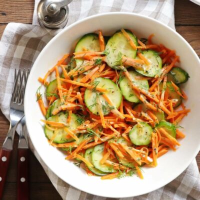 Carrot Cucumber Salad Recipe-Spring Salad Recipe-Easy Carrot Cucumber Salad-Creamy Cucumber and Carrot Salad