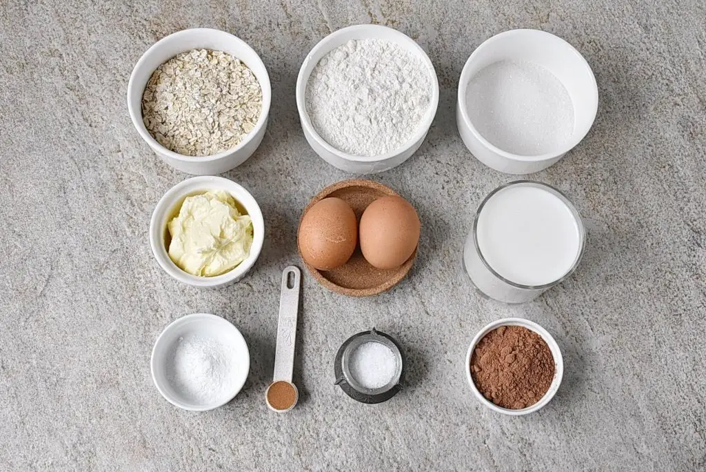 Ingredients for Chocolate Oatmeal Waffles