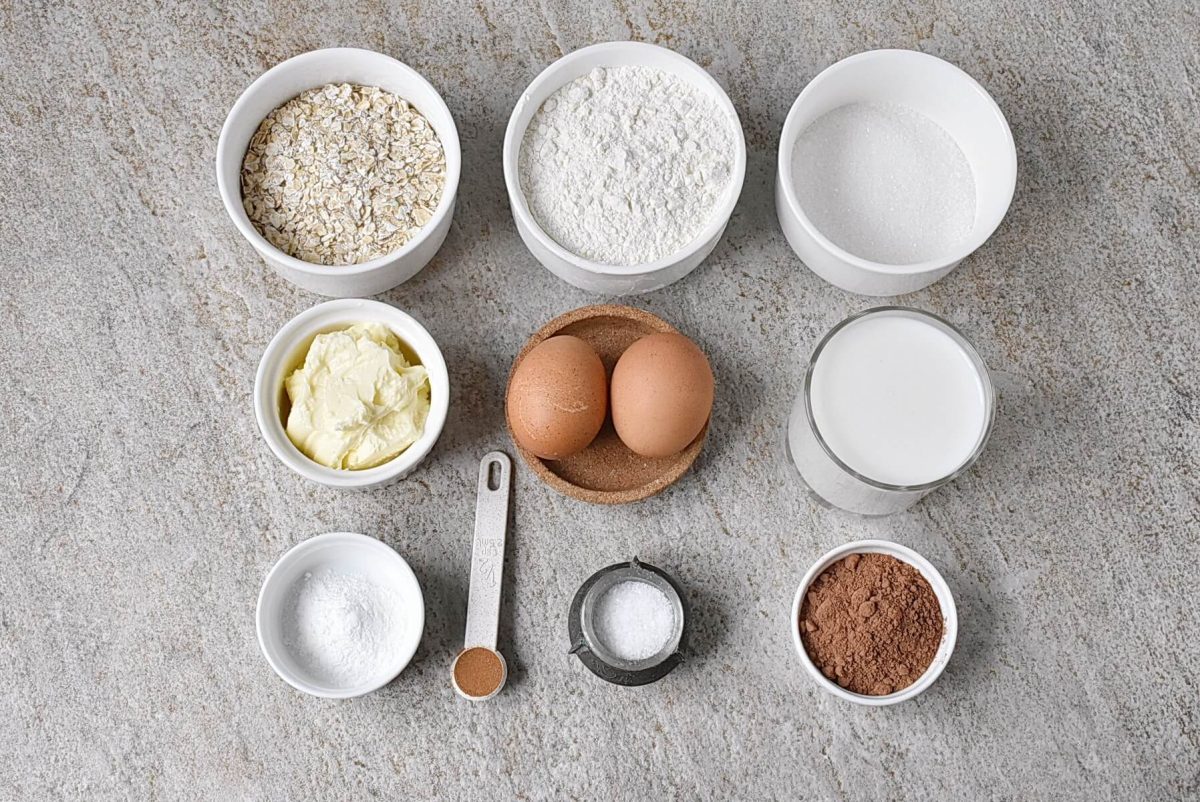 Ingredients for Chocolate Oatmeal Waffles