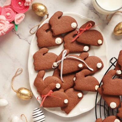 Easter Chocolate Bunny Cookies Recipe-Bunny Cookies-Easy Cut Out Sugar Cookies-Easter Cookies-Chocolate Sugar Cookies
