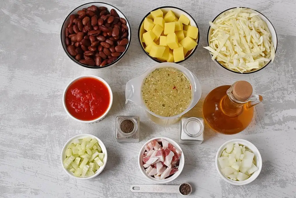 Ingredients for Italian Bean Pancetta Cabbage Soup