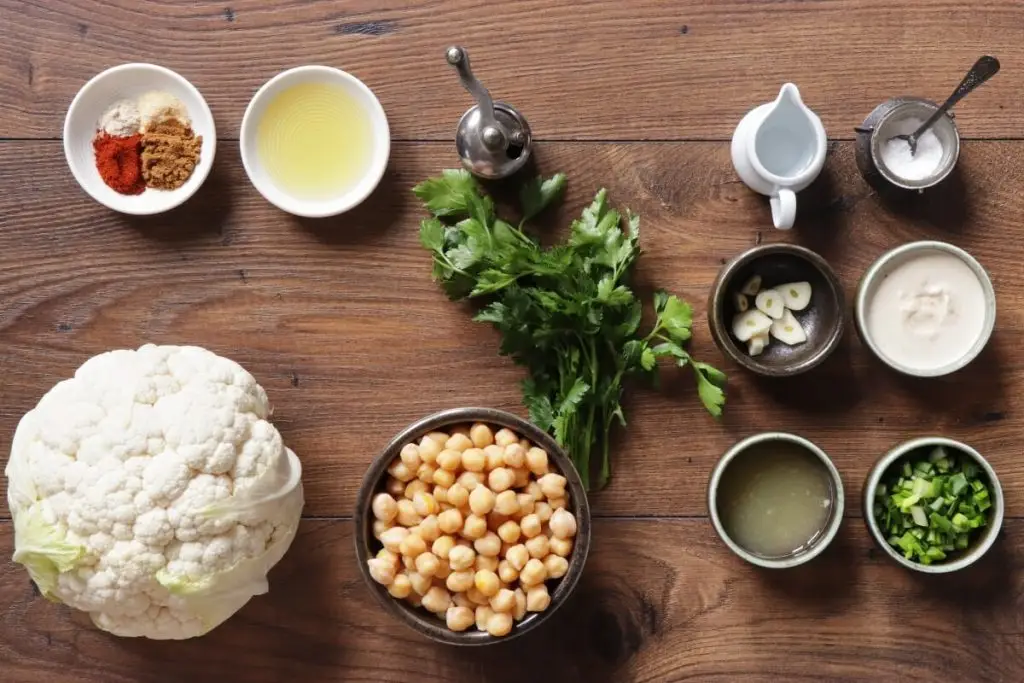 Ingredients for Roasted Cauliflower and Chickpeas