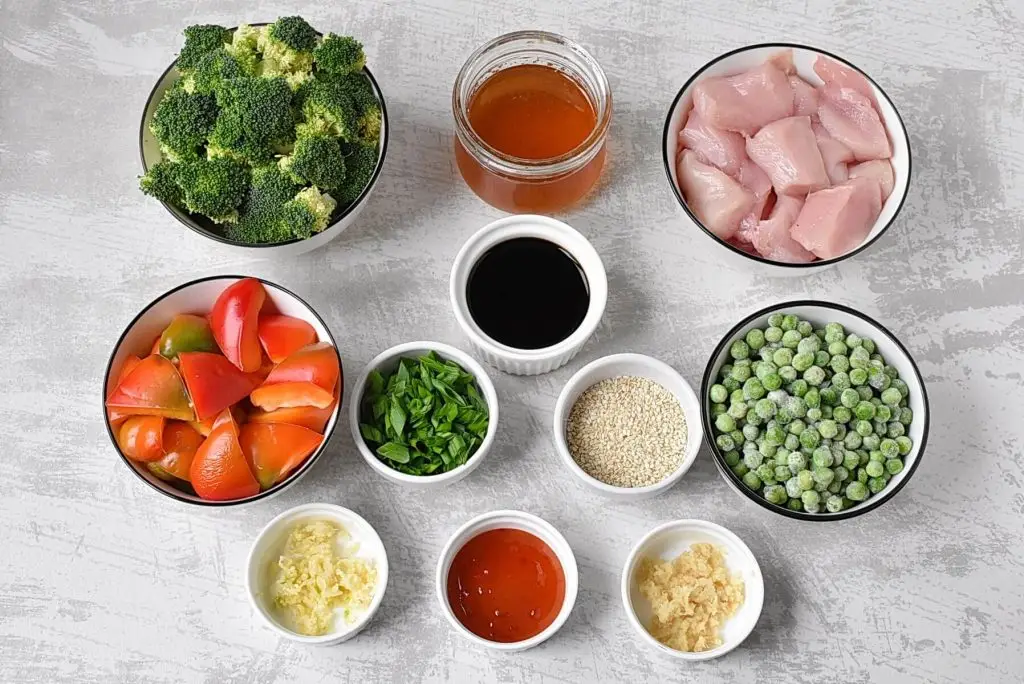 Ingredients for Sheet Pan Sesame Chicken and Veggies
