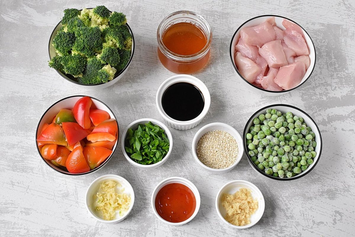 Ingredients for Sheet Pan Sesame Chicken and Veggies