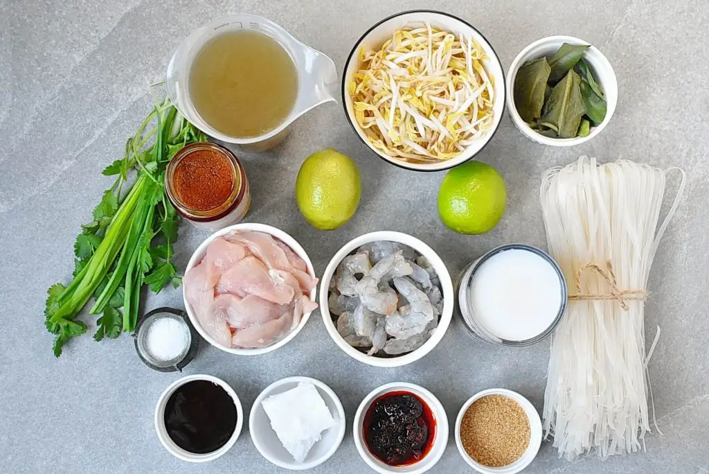 Ingredients for Laksa (Coconut Curry Noodle Soup)