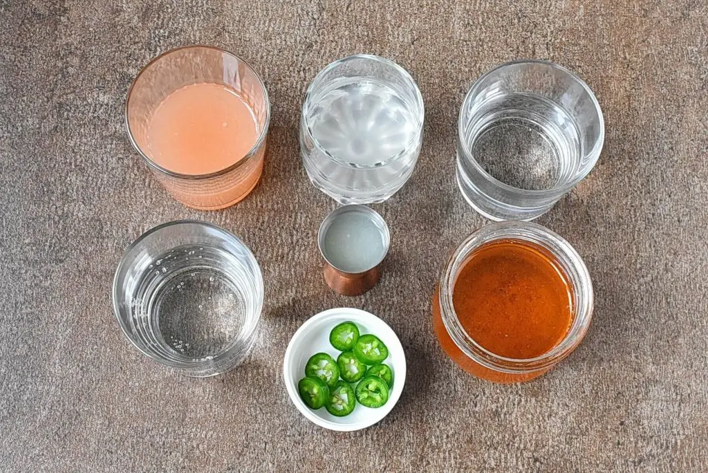 Ingredients for Spicy Grapefruit Paloma