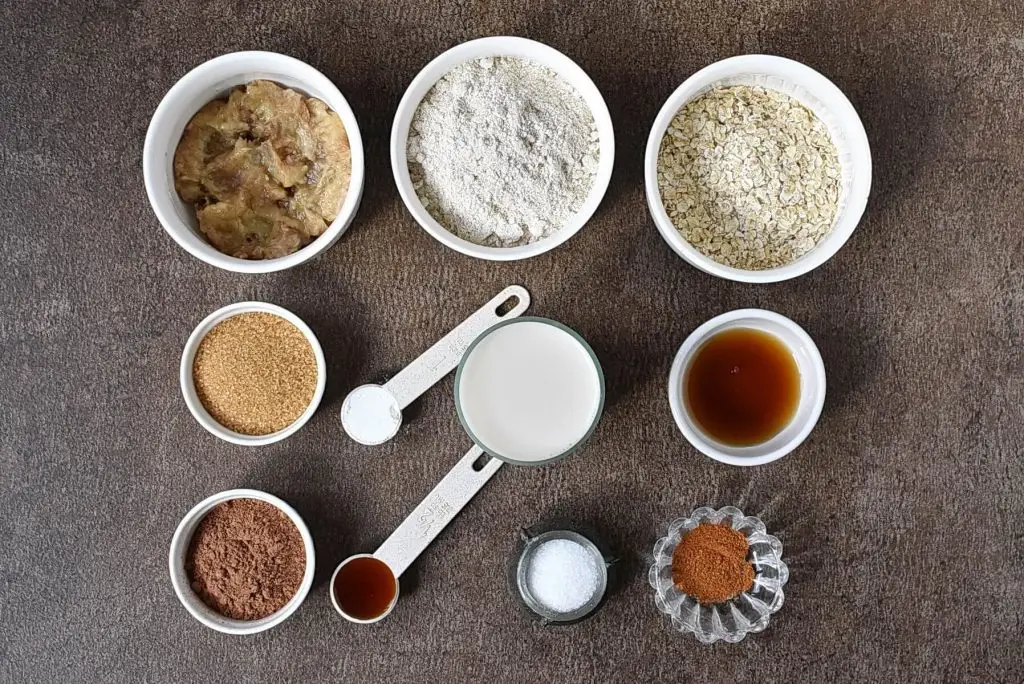 Ingredients for Vegan Chocolate Oat Flour Waffles