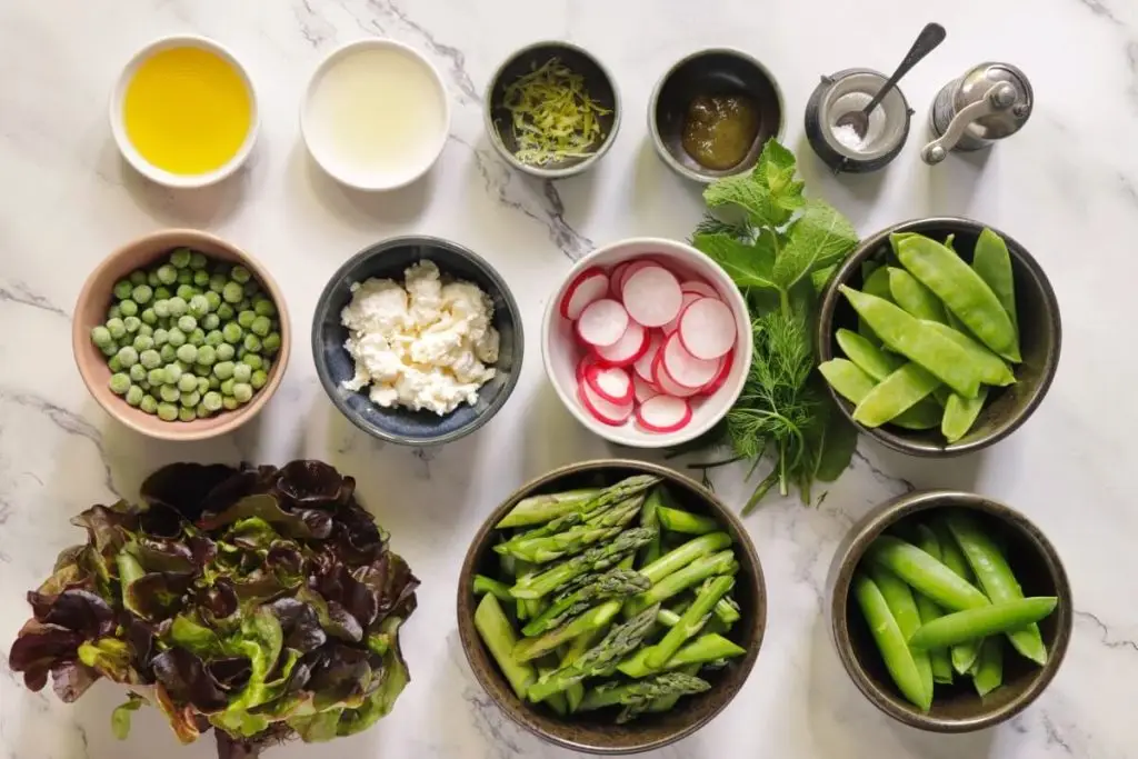Ingredients for Pea and Asparagus Salad