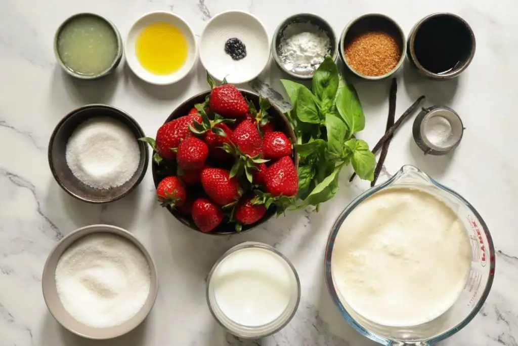 Ingredients for Roasted Strawberry Ice Cream