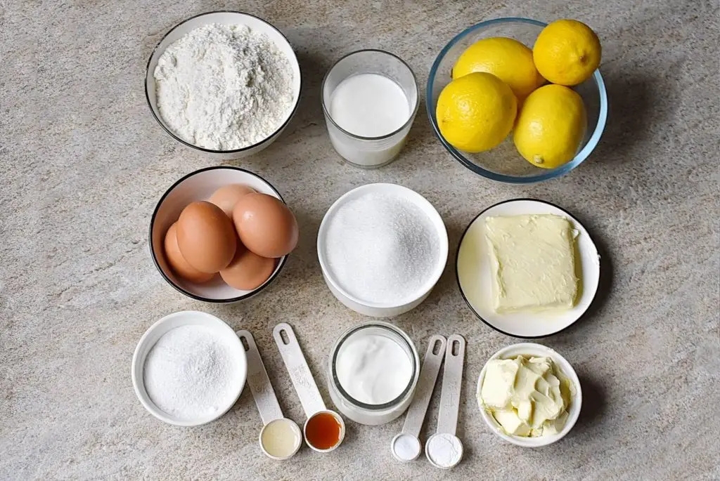 Ingredients for Southern Lemon Pound Cake