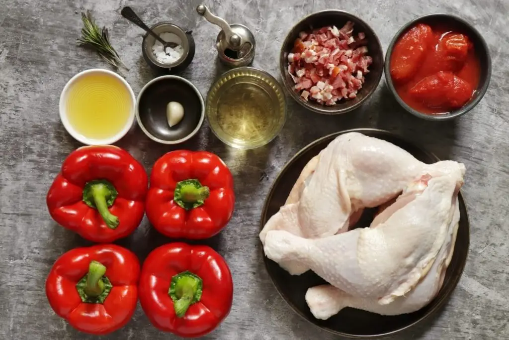 Ingredients for Chicken with Red Peppers and Tomatoes