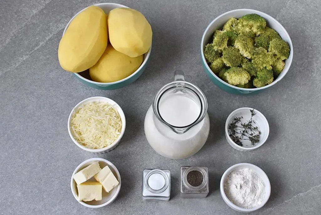 Ingredients for Creamy Potato Broccoli Casserole