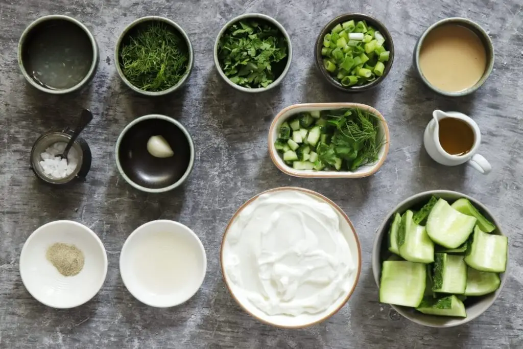 Ingredients for Cucumber, Yogurt and Herb Soup