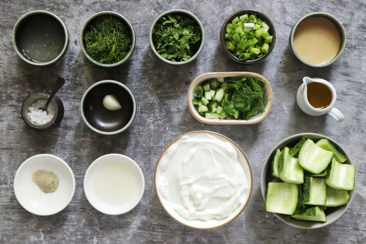 Ingridiens for Cucumber, Yogurt and Herb Soup