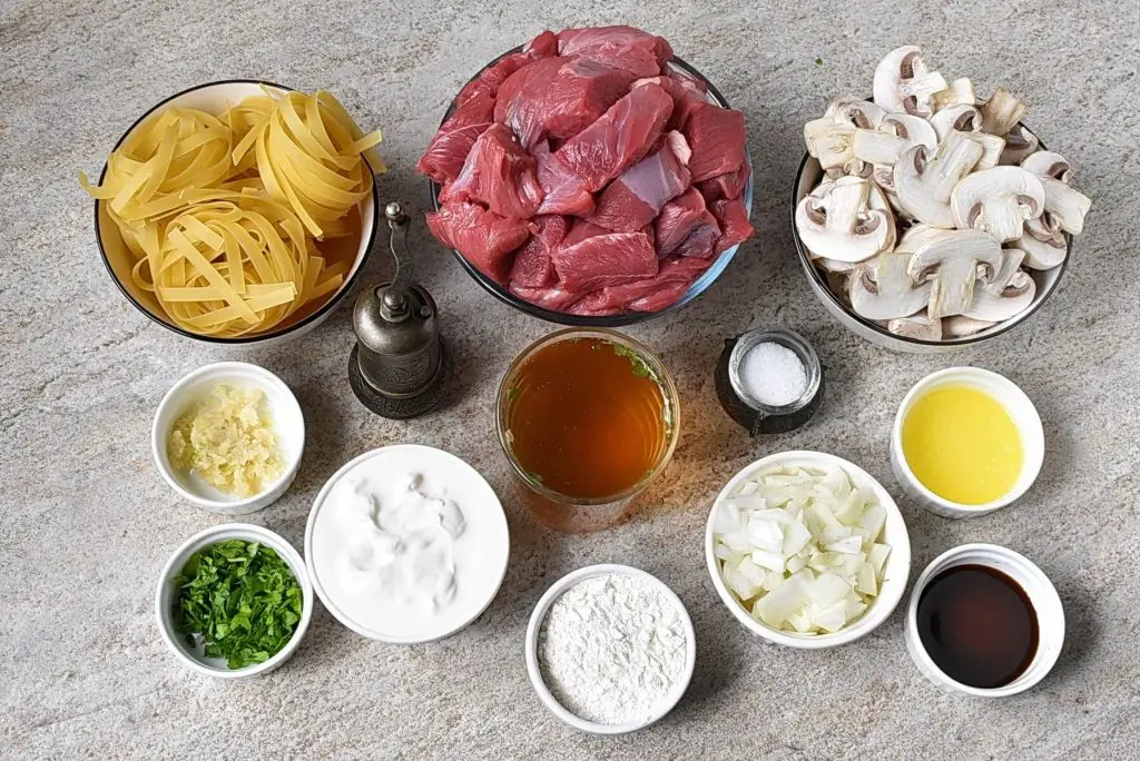 Ingredients for Slow Cooker Beef Stroganoff